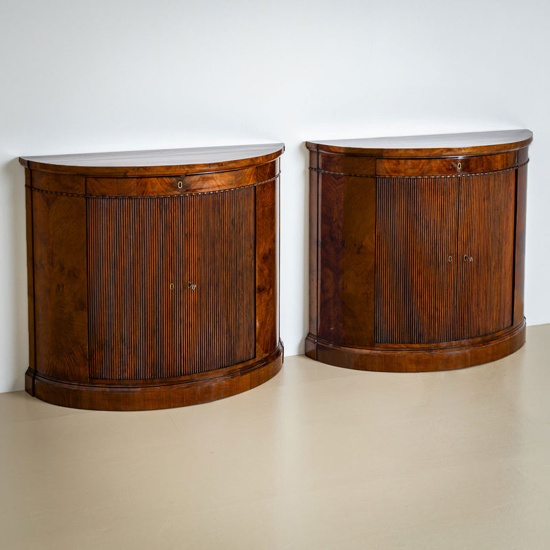 Pair of Demi Lune Sideboard in Walnut, Mid-19th Century