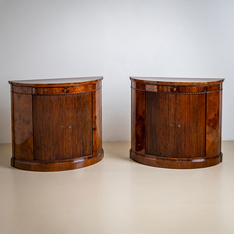 Pair of Demi Lune Sideboard in Walnut, Mid-19th Century