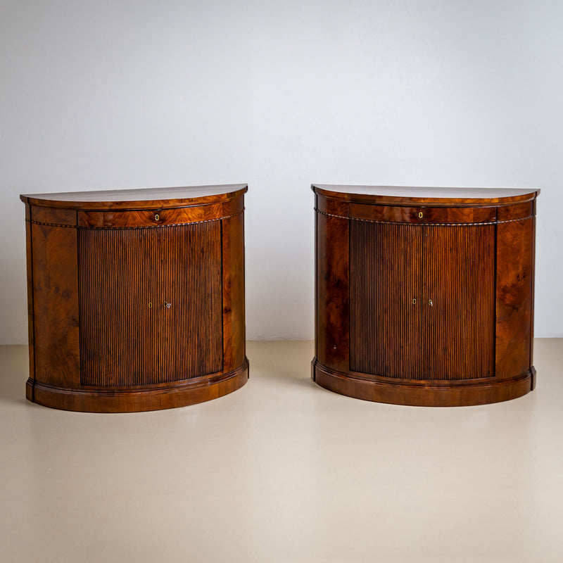 Pair of Demi Lune Sideboard in Walnut, Mid-19th Century