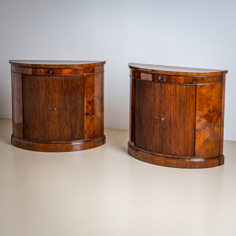 Pair of Demi Lune Sideboard in Walnut, Mid-19th Century