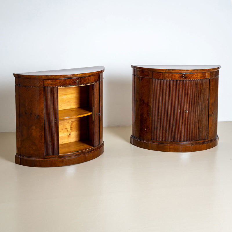 Pair of Demi Lune Sideboard in Walnut, Mid-19th Century