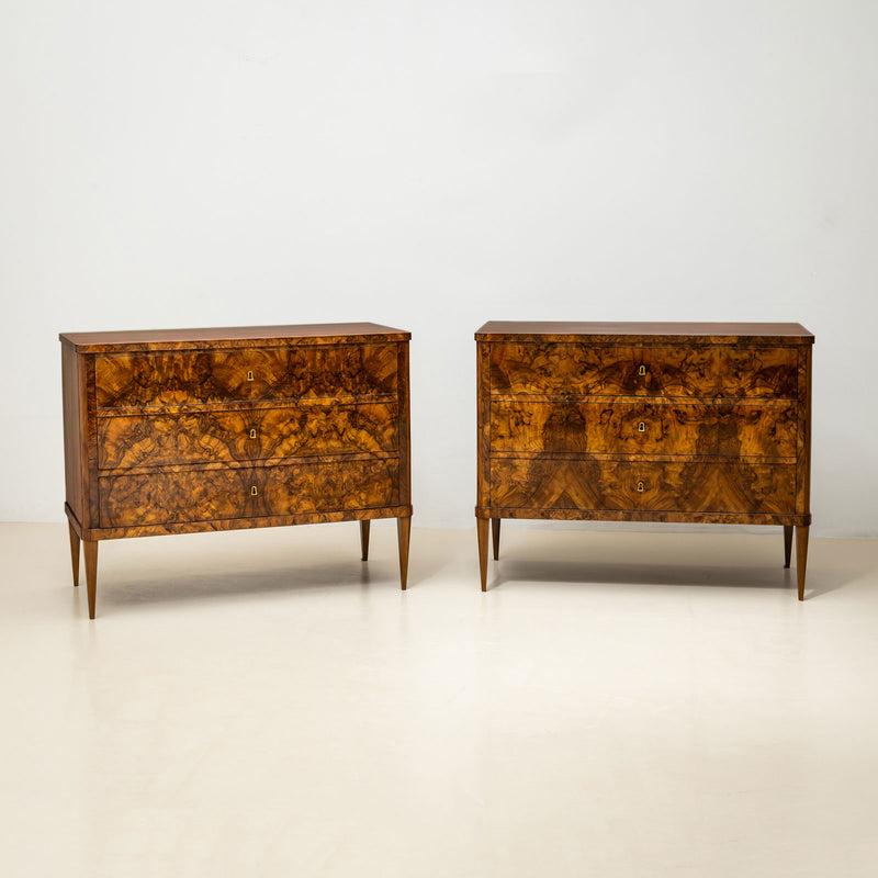 Biedermeier Walnut Chests of Drawers, Italy, circa 1830