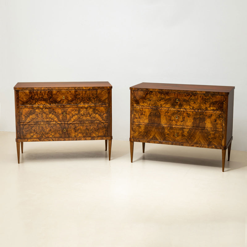 Biedermeier Walnut Chests of Drawers, Italy, circa 1830