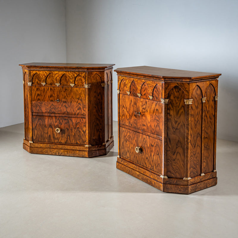 Pair of Commodes with Gothic Arches, Italy, Mid-19th Century