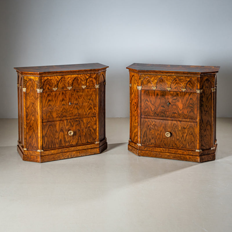 Pair of Commodes with Gothic Arches, Italy, Mid-19th Century