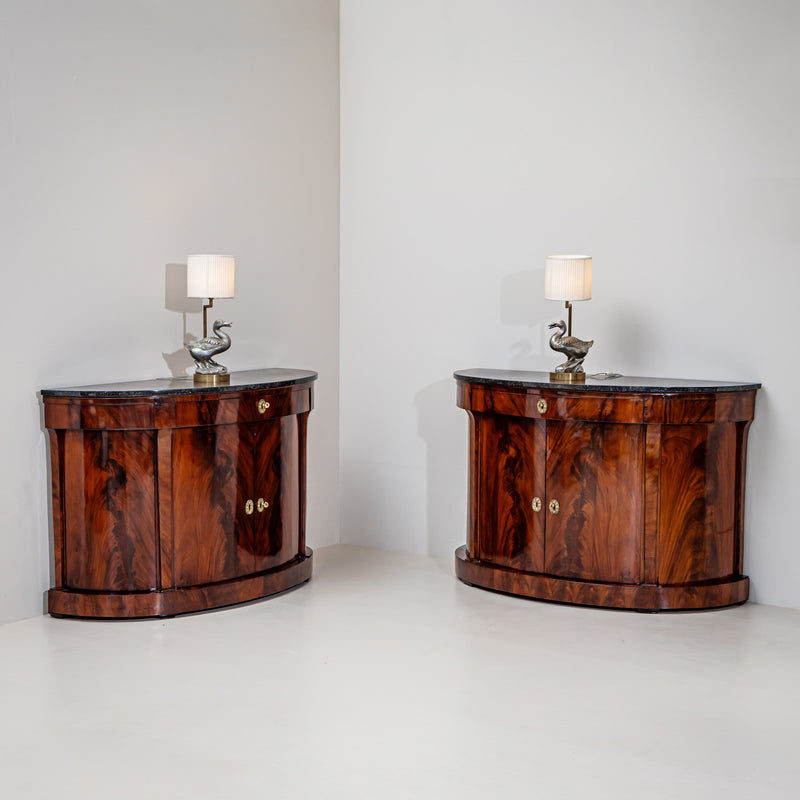 Pair of Demi-Lune Sideboards, Italy, Early 19th Century
