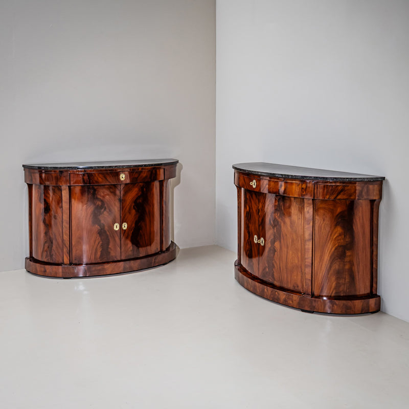 Pair of Demi-Lune Sideboards, Italy, Early 19th Century