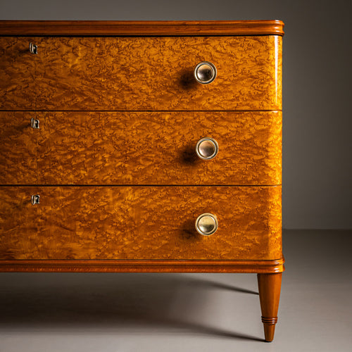 Art Deco Chest of Drawers with Birch Burl Veneer, Probably Sweden, 1930/40s
