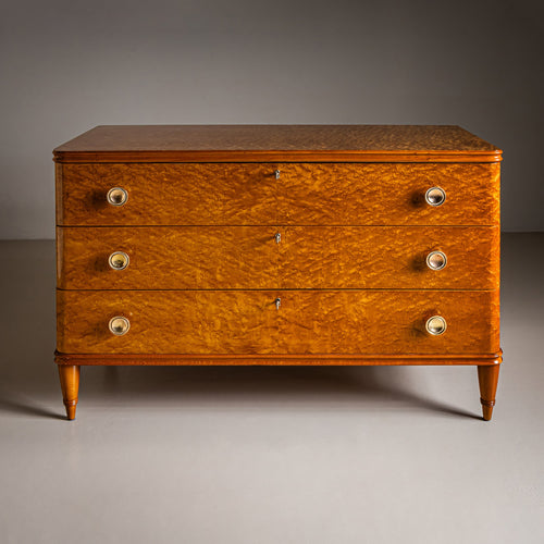 Art Deco Chest of Drawers with Birch Burl Veneer, Probably Sweden, 1930/40s