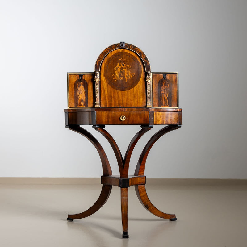 Empire Ladies’ Secretaire with Muses and Caryatids, Vienna, Austria, circa 1810