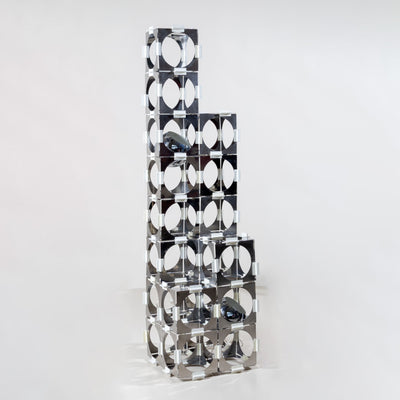 Stainless Steel Floor Lamp "Skyscraper" by Reggiani, Italy, 1970s