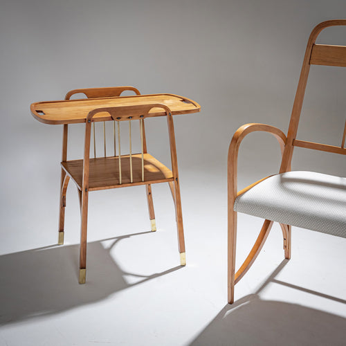 Art Nouveau Bench "2511" with Side Table by Brothers Thonet, Vienna, First Half of the 20th Century