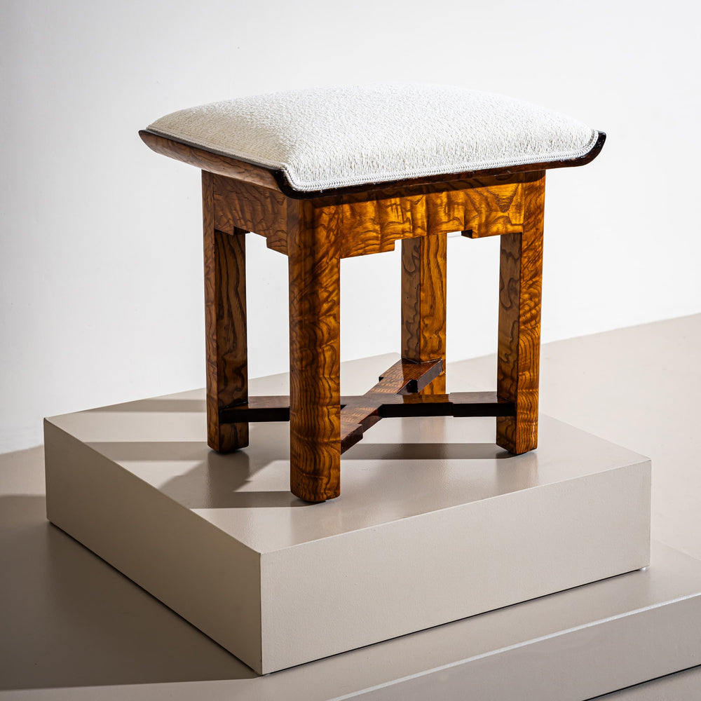 Art Deco Stool in Ash, probably France, 1920s