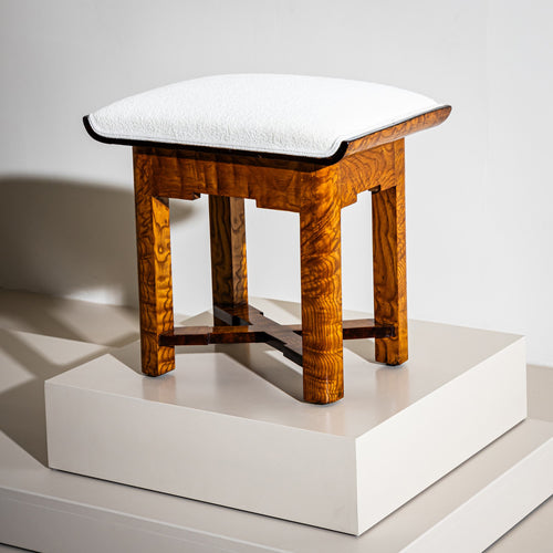 Art Deco Stool in Ash, probably France, 1920s
