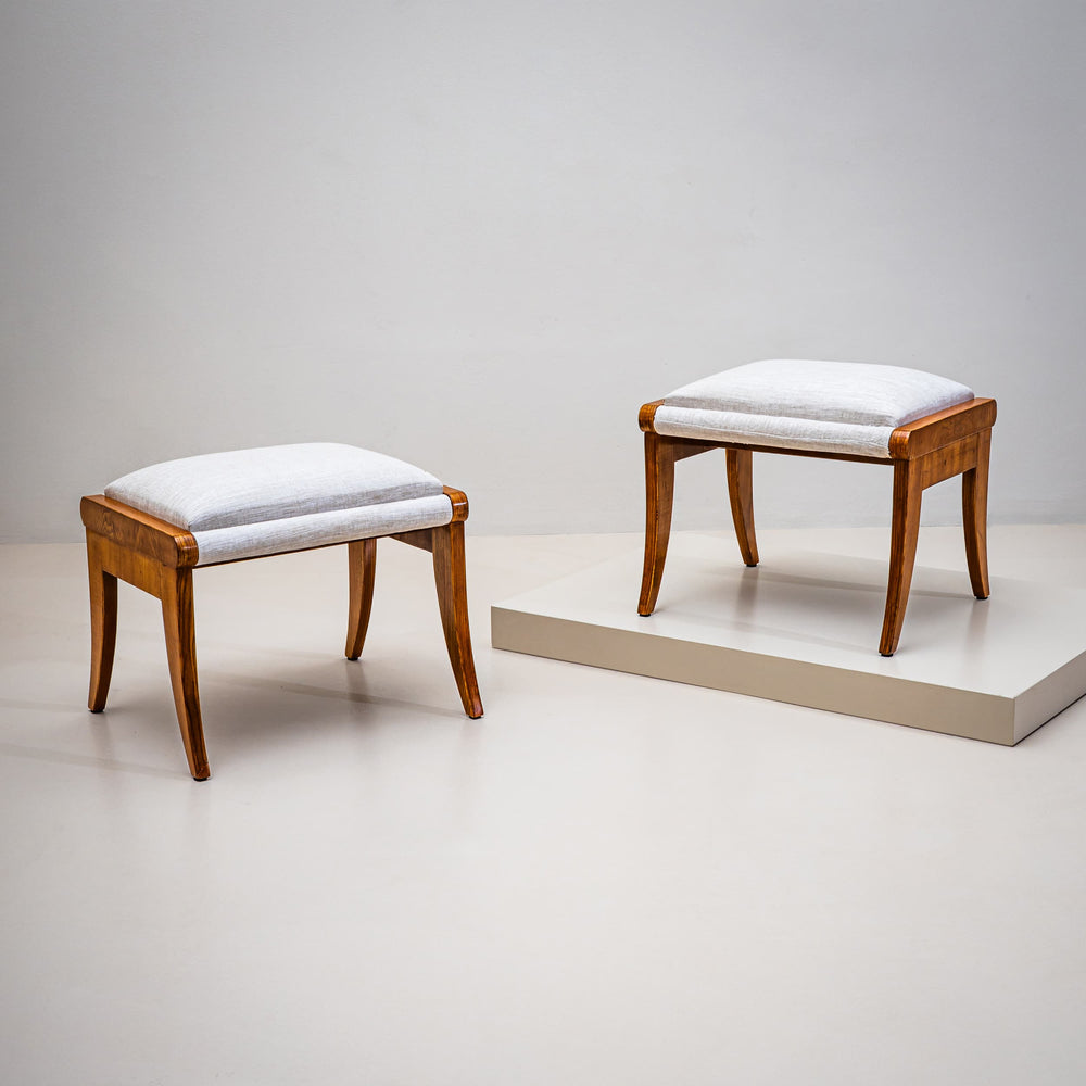 Pair of Biedermeier Stools in Ash, 19th Century