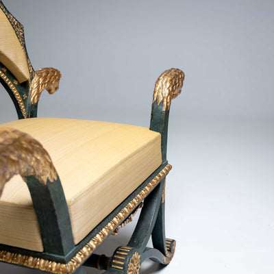 Pair of Empire Fauteuils 'd'Officier' with Lion Heads, Budapest, circa 1805-1810