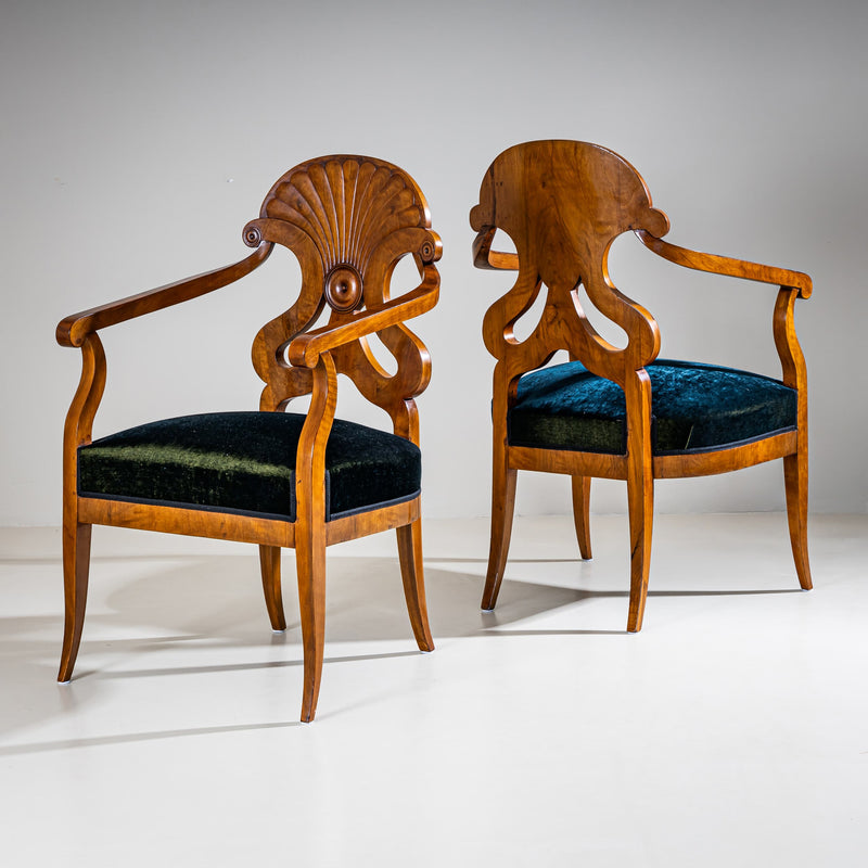Pair of Biedermeier Armchairs, Germany, 19th Century