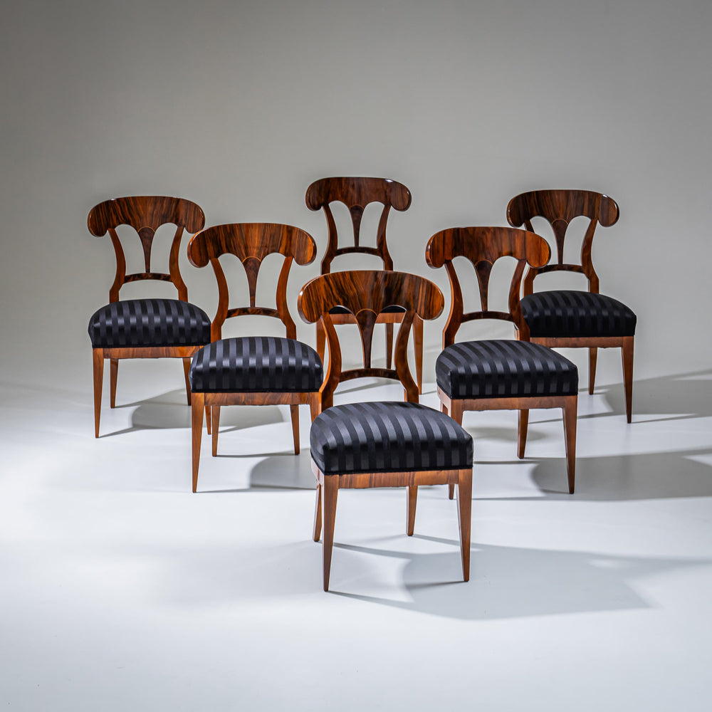 Set of Six Biedermeier Shovel-Back Chairs, Austria, circa 1820