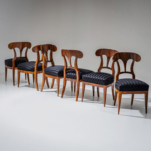 Set of Six Biedermeier Shovel-Back Chairs, Austria, circa 1820