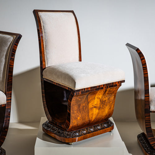 Sculptural Art Deco Side Chairs, Italy, 1930s/40s