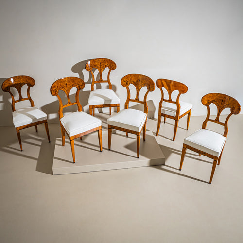 Set of Six Biedermeier Shovel-Back Side Chairs, Austria, circa 1830