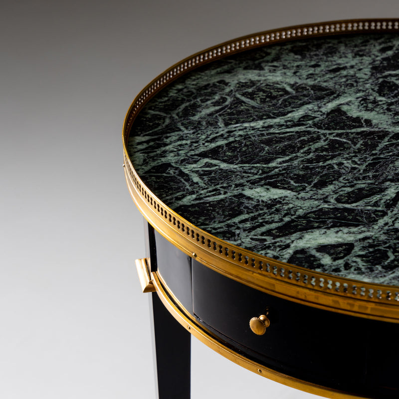 Ebonized Side Table with green Marble Top, France 2nd Half 19th Century