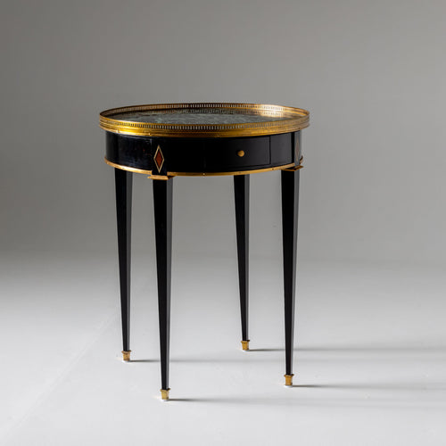 Ebonized Side Table with green Marble Top, France 2nd Half 19th Century