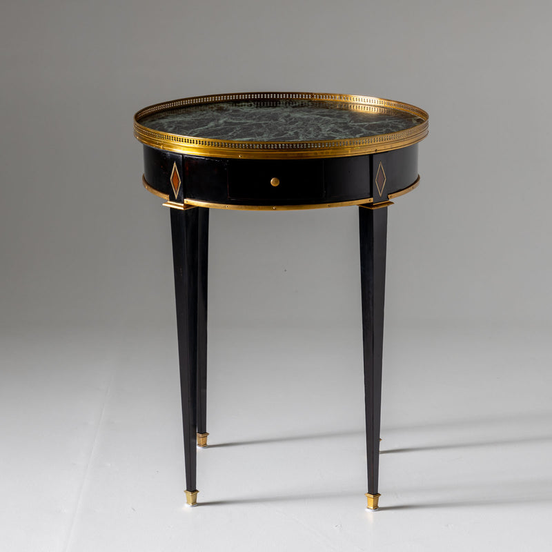 Ebonized Side Table with green Marble Top, France 2nd Half 19th Century
