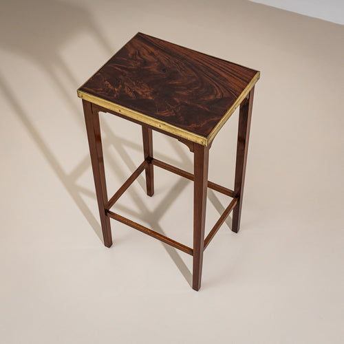 Pair of Mid-Century Mahogany Side Tables with Brass Edges, Italy, Mid-20th Century