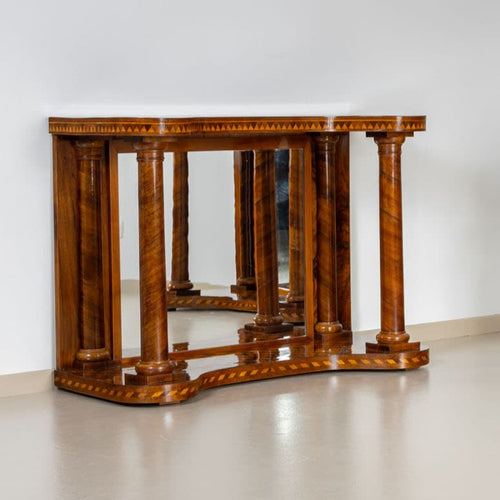 Mid-19th Century Single Parquetry Console Table with Mirror