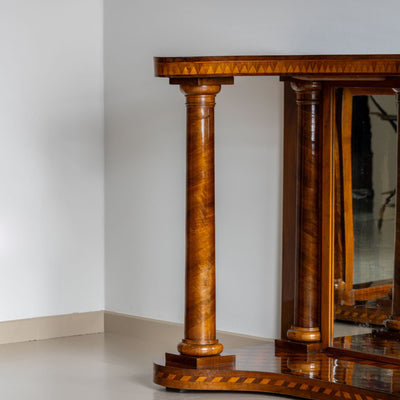 Mid-19th Century Pair of Parquetry Console Tables with Mirrors