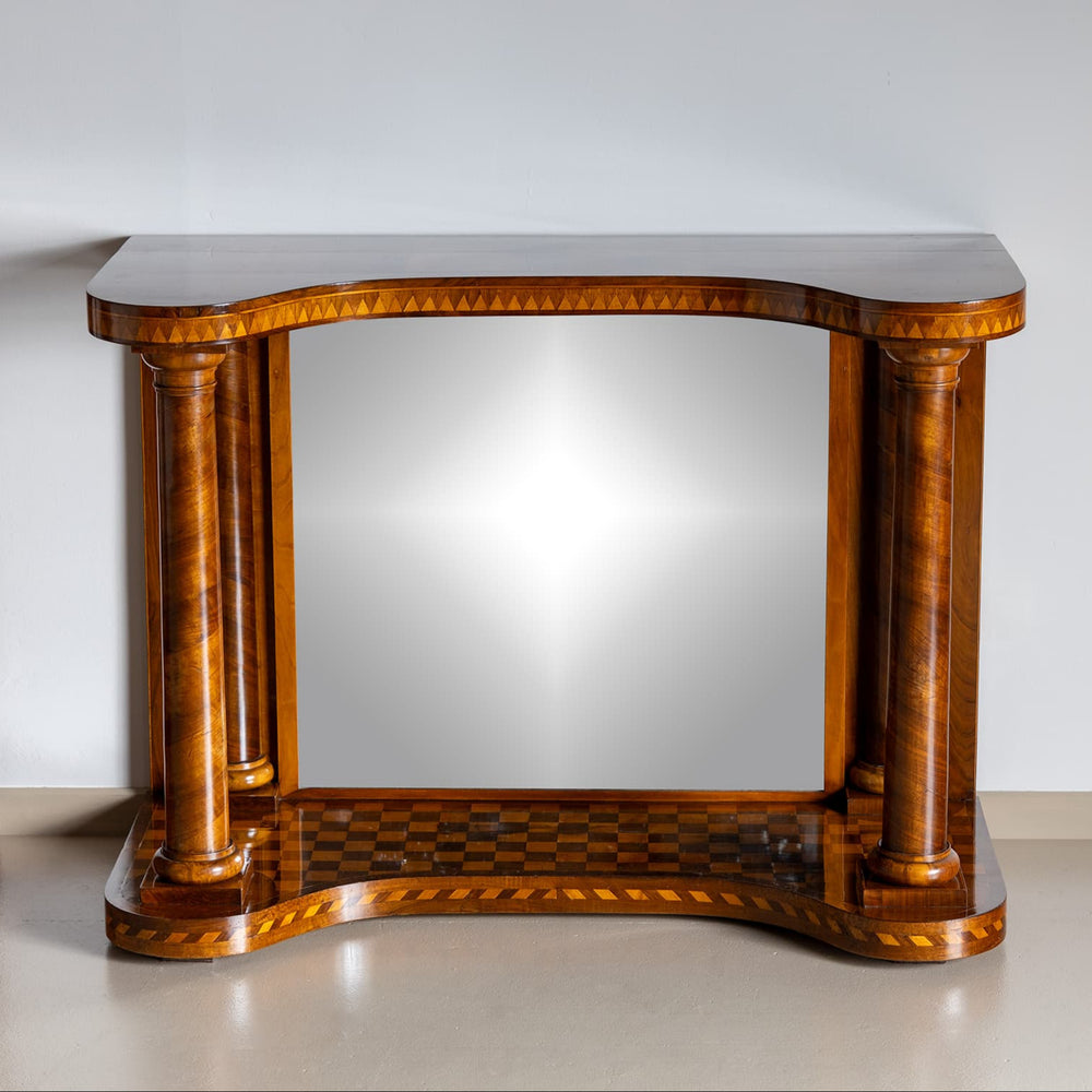 Mid-19th Century Single Parquetry Console Table with Mirror