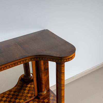 Mid-19th Century Pair of Parquetry Console Tables with Mirrors