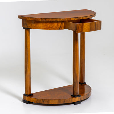 Demi-Lune Console Table in Walnut, Germany, 19th Century