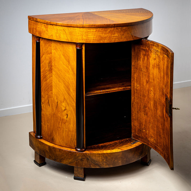 Biedermeier Walnut Demilune Cabinet with Ebonized Details, Germany, circa 1820