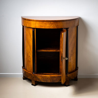 Biedermeier Walnut Demilune Cabinet with Ebonized Details, Germany, circa 1820