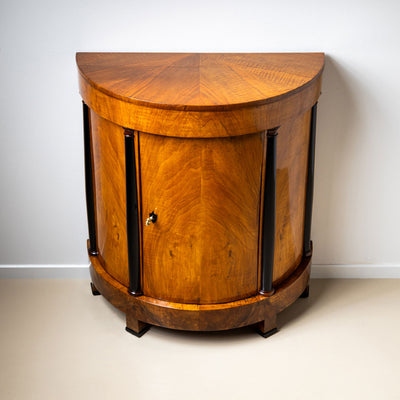 Biedermeier Walnut Demilune Cabinet with Ebonized Details, Germany, circa 1820