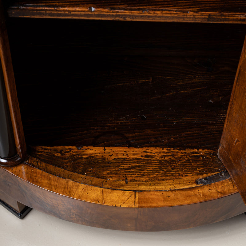 Biedermeier Walnut Demilune Cabinet with Ebonized Details, Germany, circa 1820