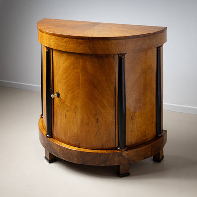 Biedermeier Walnut Demilune Cabinet with Ebonized Details, Germany, circa 1820