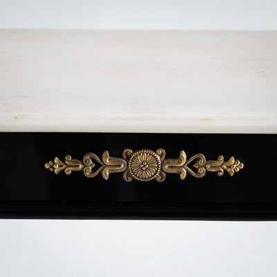 Black Console Table with White Stone Top, Italy, Mid-20th Century