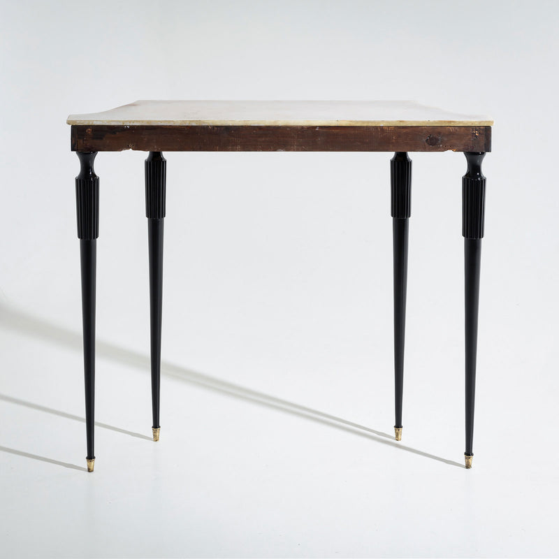 Black Console Table with White Stone Top, Italy, Mid-20th Century