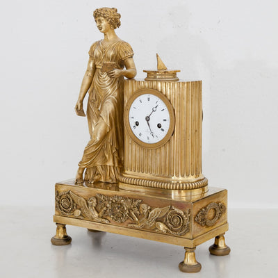 French Empire Gilt Bronze Mantle Clock circa 1810