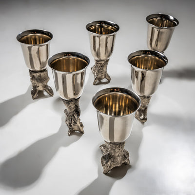 Set of Six Silver-Plated Stirrup Cups, Attributed to Mauro Manetti, Italy, 1970s