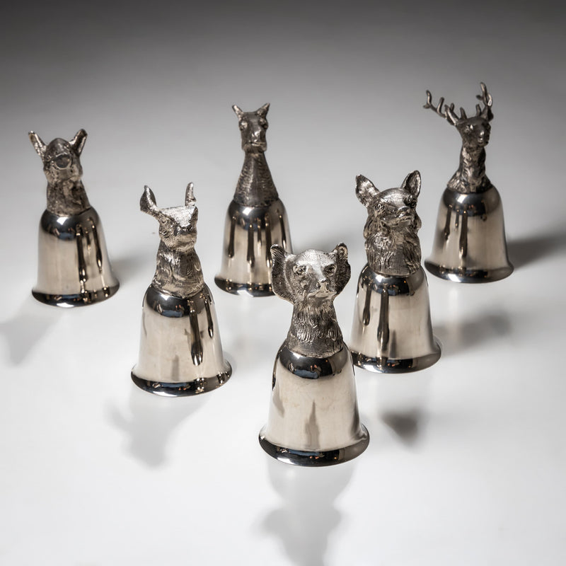 Set of Six Silver-Plated Stirrup Cups, Attributed to Mauro Manetti, Italy, 1970s