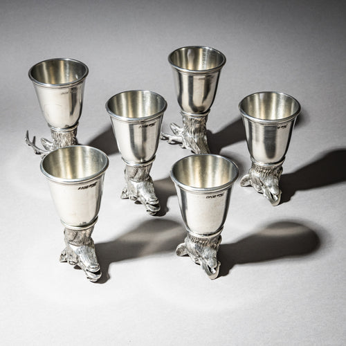 Set of Six Pewter Stirrup Cups by Forst, Italy, 1970s