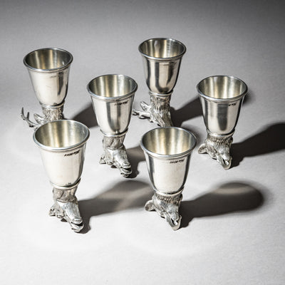 Set of Six Pewter Stirrup Cups by Forst, Italy, 1970s