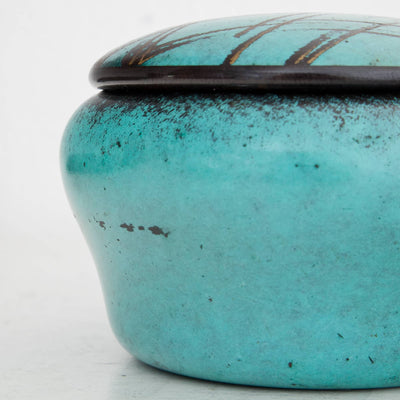 Turquoise Art Deco WMF Ikora Jar with Lid Germany 1920