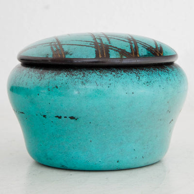 Turquoise Art Deco WMF Ikora Jar with Lid Germany 1920