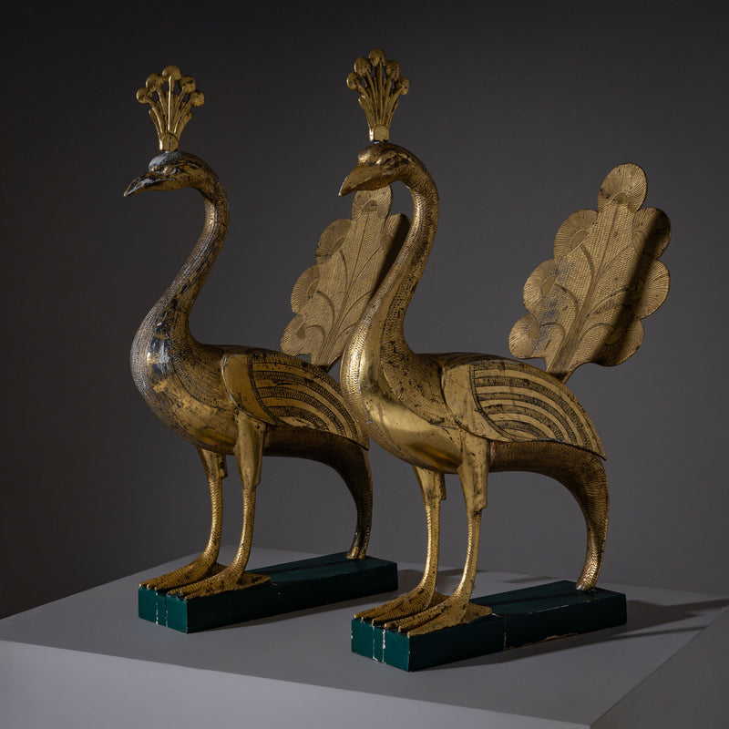 Golden Peacock Sculptures, Mid-20th Century