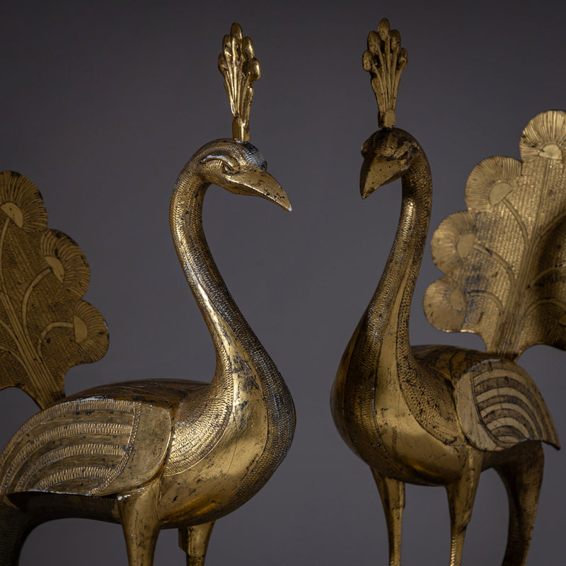 Golden Peacock Sculptures, Mid-20th Century